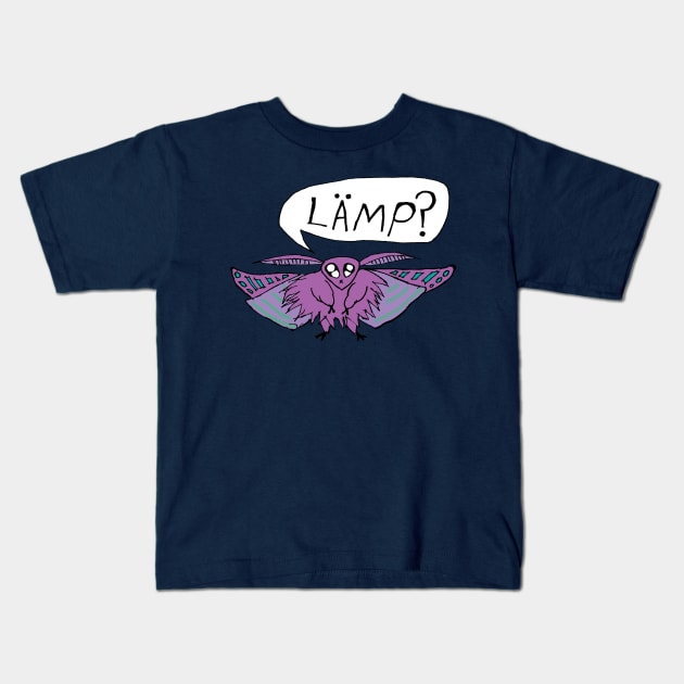 Moth Wants Lamp Kids T-Shirt by TintedRed